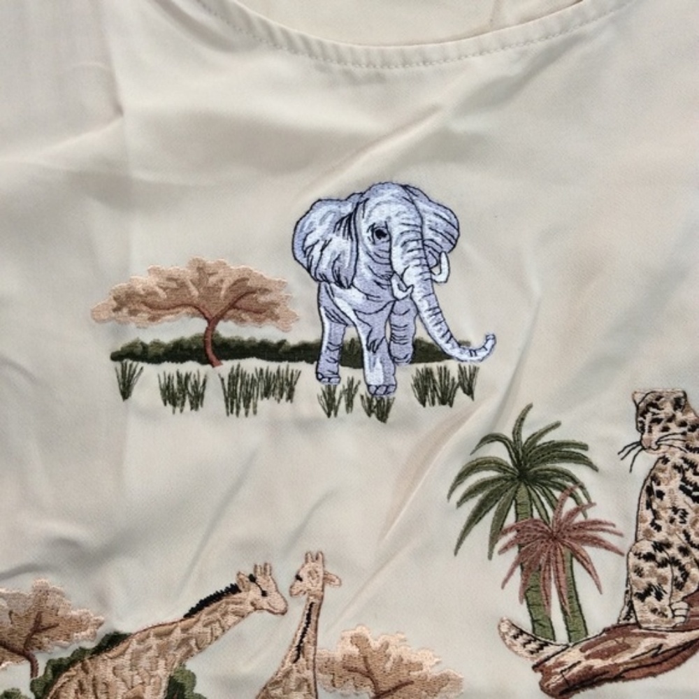 Bon Worth | Embroidered Animals on Tan Sleeve Desert Nature Safari - Picture 6 of 9
